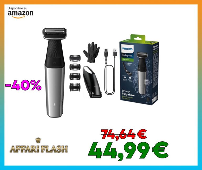 Philips Bodygroom Series 5000 Rifinitore per inguine e corpo impermeabile, rasatura precisa e confortevole, cura del corpo completa (compresa la schiena), 60 minuti di autonomia, modello BG5021/16