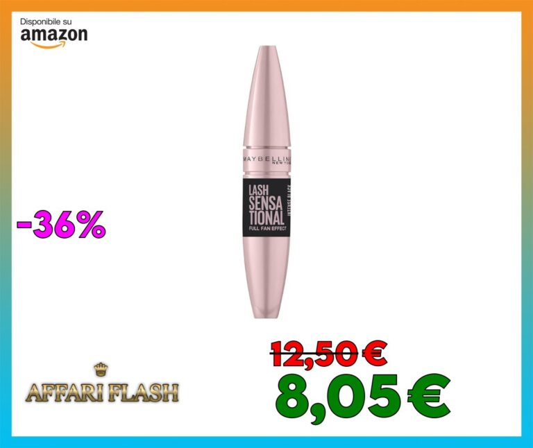 Maybelline New York Mascara Ciglia Sensazionali, Volumizzante, Effetto Ventaglio sulle Ciglia, Intense Black, 9,5 ml