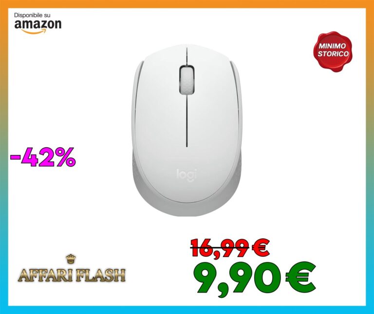 Logitech M171 Mouse Wireless per PC, Mac, Laptop, 2,4 GHz con Mini Ricevitore USB, Tracciamento Ottico, Durata della Batteria di 12 mesi, Ambidestro