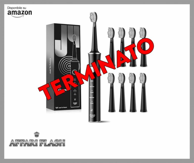 JTF Spazzolino Elettrico, Spazzolino da denti Sonico con 8 Testine, 5 Modalità & Smart Memory, Timer 2 Min, IPX7 Impermeabile, Rechargeabilité, Ricarica Rapida 3H, Adulto (Nero)