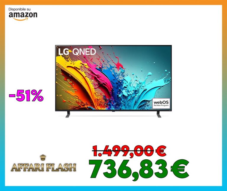 LG QNED 65”, Serie 85 2024, 65QNED85T6C, Smart TV 4K, Processore α8, Design slim, 20W, AI Picture Pro, 4 HDMI 2.1 120Hz, VRR, FreeSync Premium, Alexa, Wi