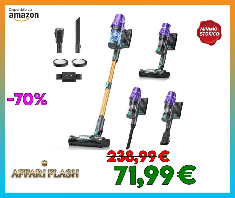 Aspirapolvere Senza Fili Potente, 50KPA/70 Mins Scopa Elettrica Senza Fili con Touchscreen Intelligente/Sensore Automatico di Polvere/Anti