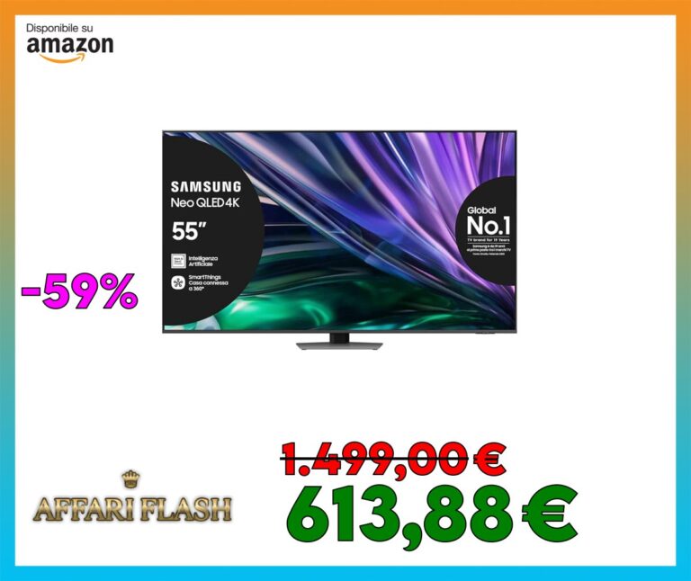 Samsung TV QE55QN85DBTXZT Neo QLED 4K Mini LED, Smart TV 55″ Processore NQ4 AI Gen2, Simple Chamfer, DVBT