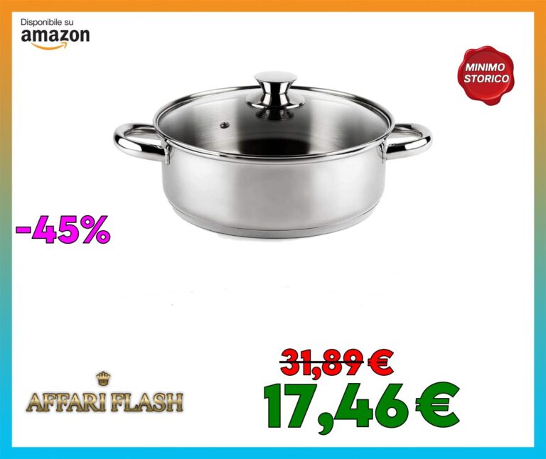 Vier CI22 Casseruola, Diametro 22 cm, Acciaio Inox 18/10