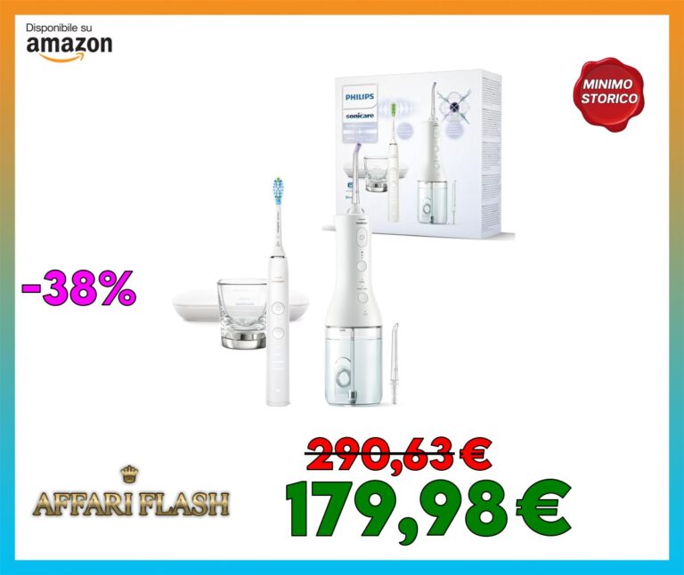Irrigatore orale senza filo Philips Sonicare Power Flosser 3000 e spazzolino elettrico DiamondClean 9000