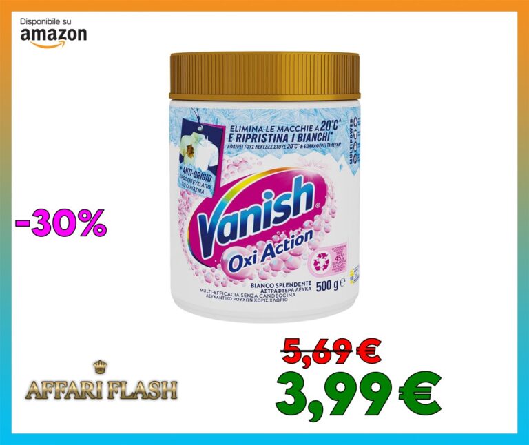 Vanish Oxi Action Multipower Polvere Bianco Splendente, Smacchiatore per Capi Bianchi, 1 Confezione da 500 g per Bucato, Additivo Lavatrice Multiazione senza Candeggina