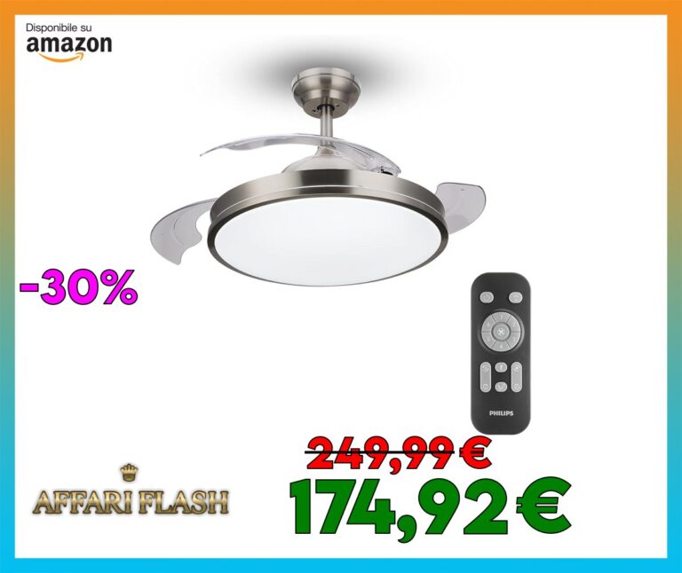 PHILIPS VENTILATORE da soffitto mod. ATLAS LAMPADA LED DC NICKEL BLISS 40855500