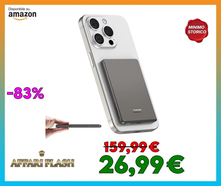 Dbasne Power Bank Magnetico, PD QC 3.0 Caricatore Portatile Wireless Ultrasottile 5000mAh, 20w Ricarica Rapida Batteria Esterna con e cavo di ricarica USB