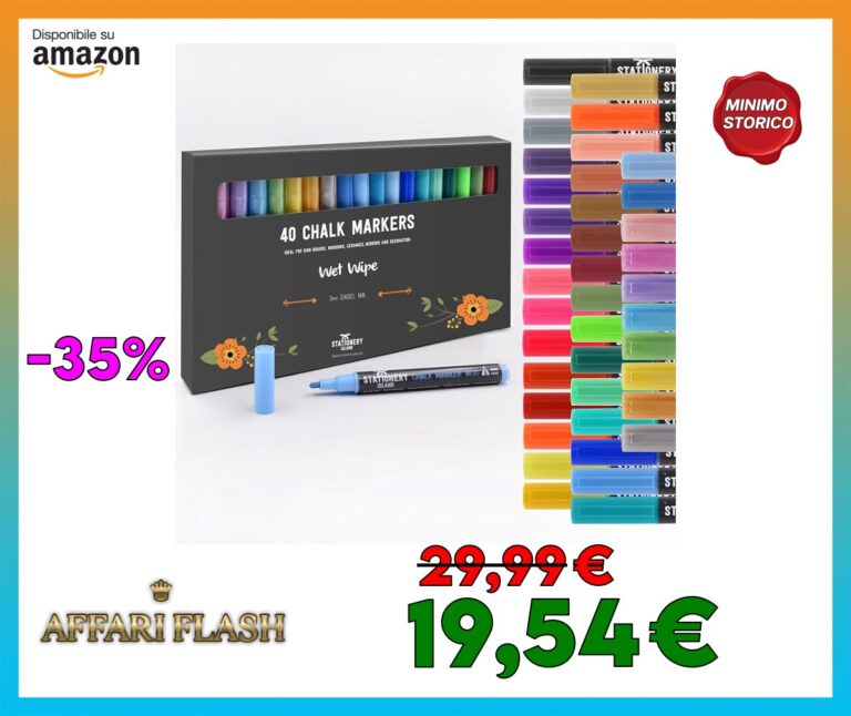 STATIONERY ISLAND Pennarelli Gesso Liquido Cancellabili, Pennarello Lavagna Cancellabili, Pennarelli Colorati Per Vetro, 3MM Set Di 40