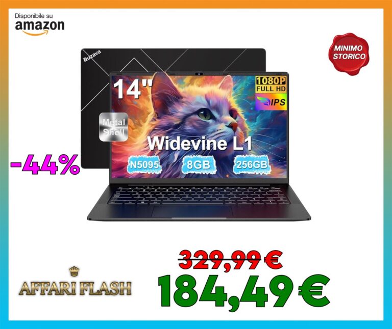 2025 Newest Pc Portatile 14 Pollici Celeron N5095 Upto 2,9 GHz Notebook 8GB RAM 256GB SSD TF 1TB LPDDR4 Win11 5G WiFi 1920*1080 FHD USB 3.0 Widevine L1 Laptop Film Italiana