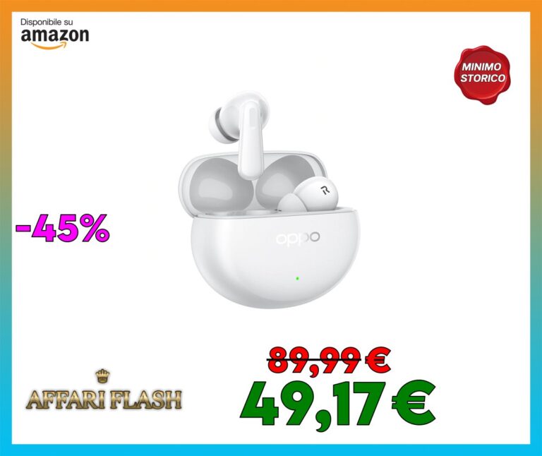 OPPO Enco Air4 Pro Auricolari True Wireless,44h di Autonomia, Driver in Titanio da 12.4mm, Bluetooth 5.4,Controlli Touch, Cancellazione del rumore AI,Android e iOS, IP55, [Versione Italiana],Bianco