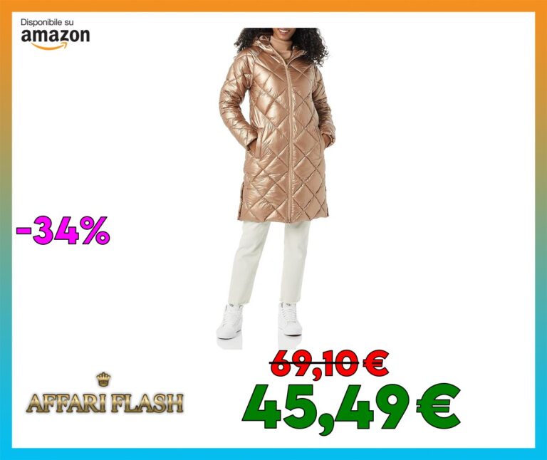 Amazon Essentials Piumino Invernale Pesante con Cappuccio al Ginocchio Trapuntato A Rombi Donna