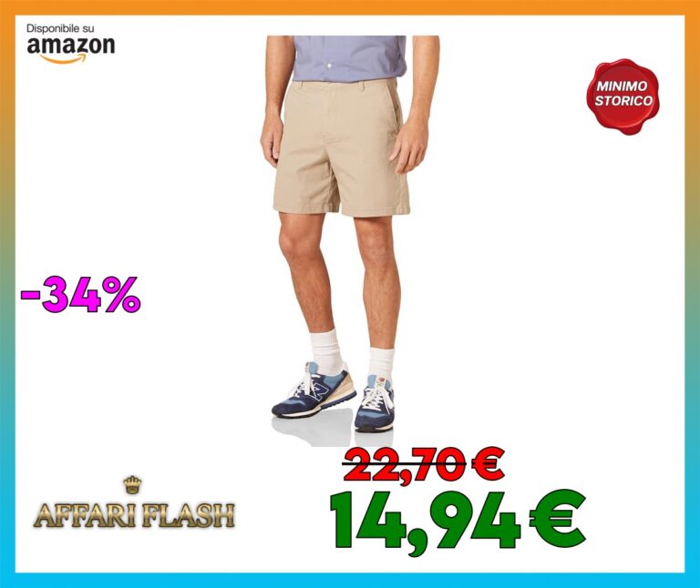 Amazon Essentials Pantaloncini Chino Elasticizzati, Comodi e Aderenti da 18 cm Uomo