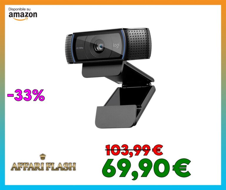 Logitech C920 Hd Pro Webcam, Videochiamata Full Hd 1080P/30Fps, Audio Stereo,