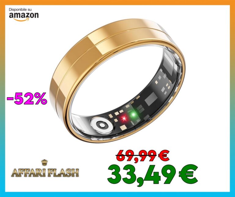 ️ 2025 Nuovo Smart Ring Ultra Sottile, Monitora 24/7 Frequenza Cardiaca, SpO2, Sonno, Temperatura Corporea, ecc. Anelli per Uomini e Donne, Nessun Costo di Abbonamento, Android iOS (Oro Taglia 9)