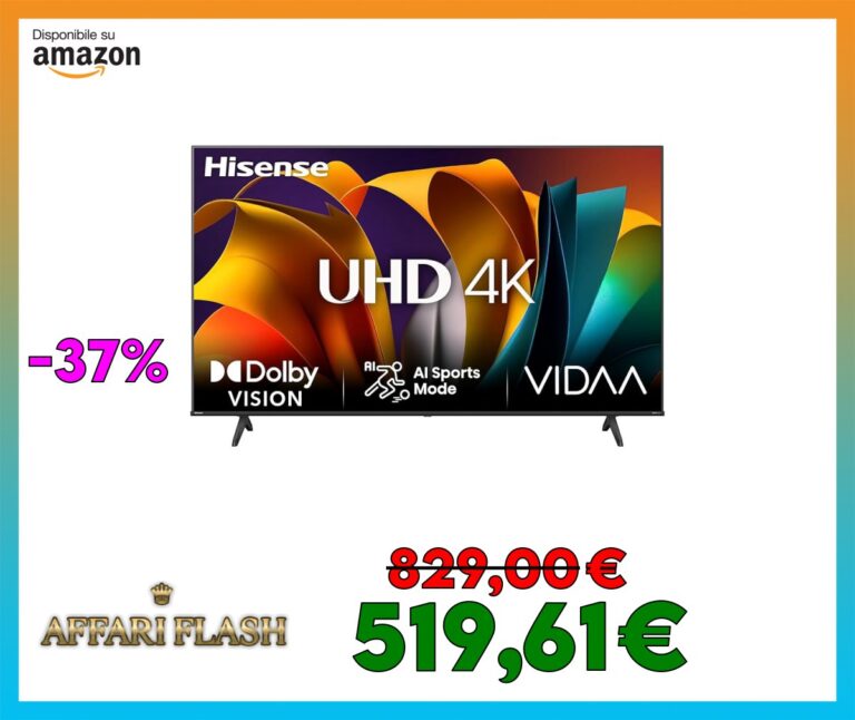 Hisense TV 75″ 4K Ultra HD 75A6N, Smart TV VIDAA U7, Dolby Vision, HDR 10+, DTS Virtual
