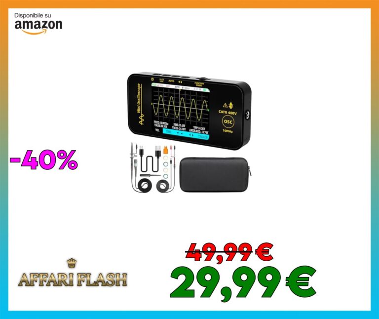 BSIDE OT3 Oscilloscopio Digitale Tascabile Mini 10MHz Larghezza di Banda 48MSa/s Oscilloscopio Portatile Ricaricabile Ultra Sottile con LCD a Colori 3.2 Pollici per Automotive Audio Elettronico