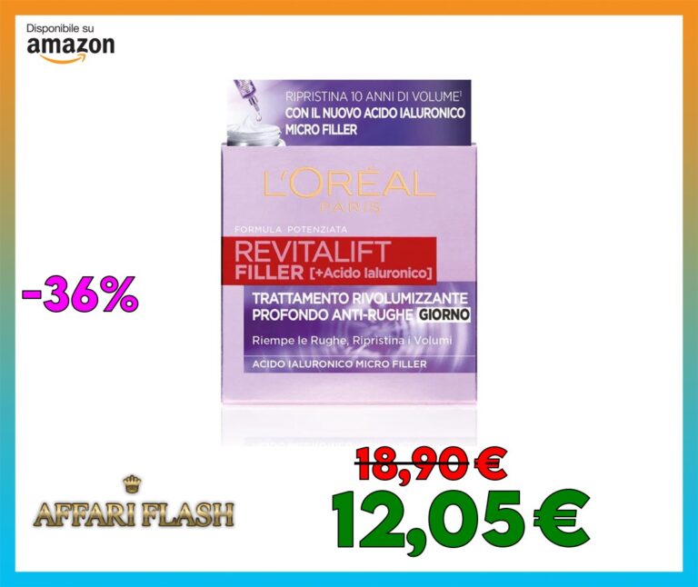 L’Oréal Paris Crema Viso Giorno Revitalift Filler, Azione Antirughe Rivolumizzante con Acido Ialuronico Concentrato, 50 ml