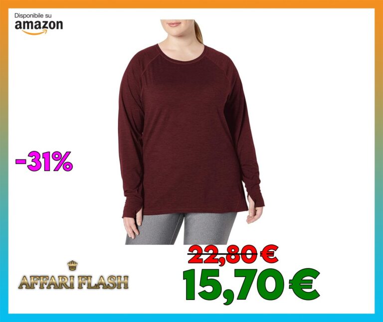 Amazon Essentials Maglia Girocollo a Maniche Lunghe Elasticizzata Tecnica Spazzolata