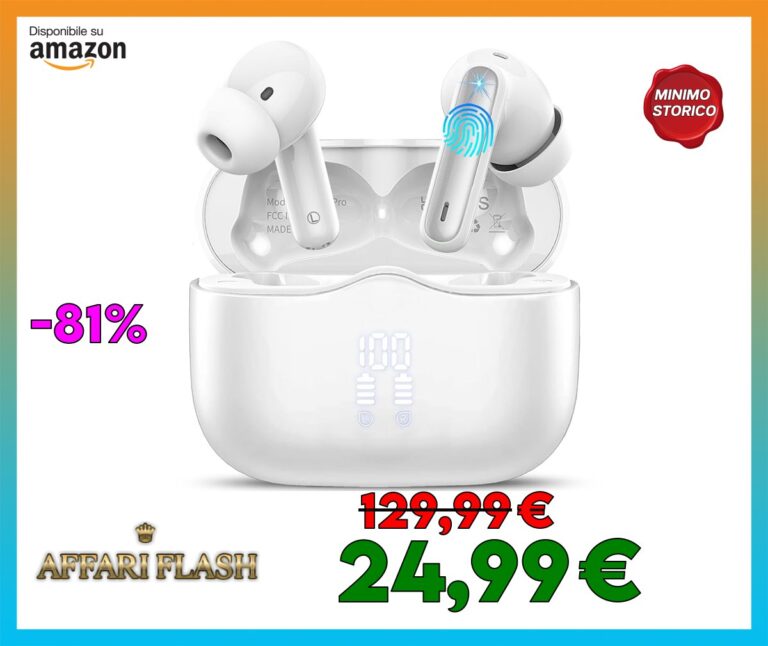 Cuffie Bluetooth 5.4 In Ear, Auricolari Bluetooth HiFi Stereo con 4 Microfoni ENC Cancellazione Rumore, 40 Ore Cuffie Wireless LED, IP7 Impermeabili Cuffiette Sport, Cuffie Senza Fili USB