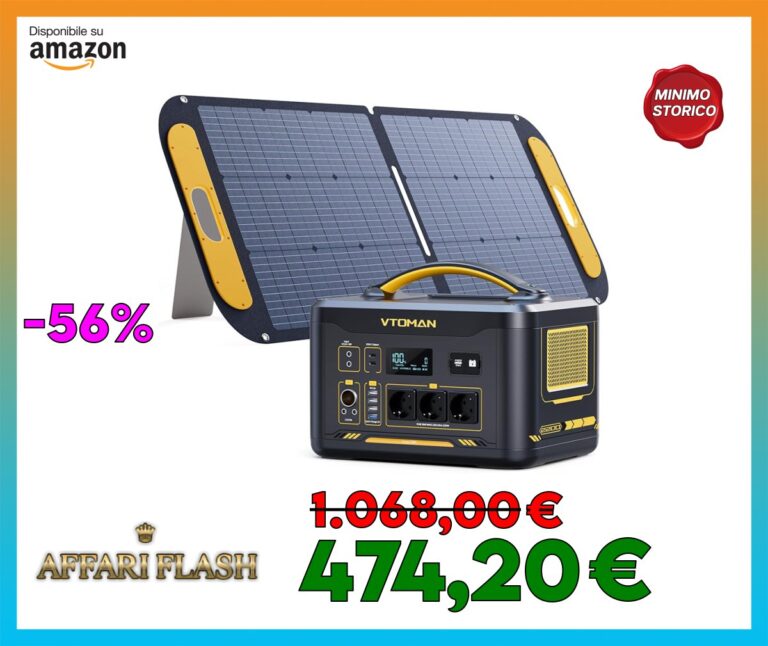 VTOMAN Jump 2200 Centrale Elettrica Portatile con 110W Pannello Solare, 2200W Generatore Solare(Picco 4400W), 1548Wh LiFePO4 Batteria, 12 Uscite, USB QC3.0, 3 prese CA, per Campeggio, Casa, Viaggi