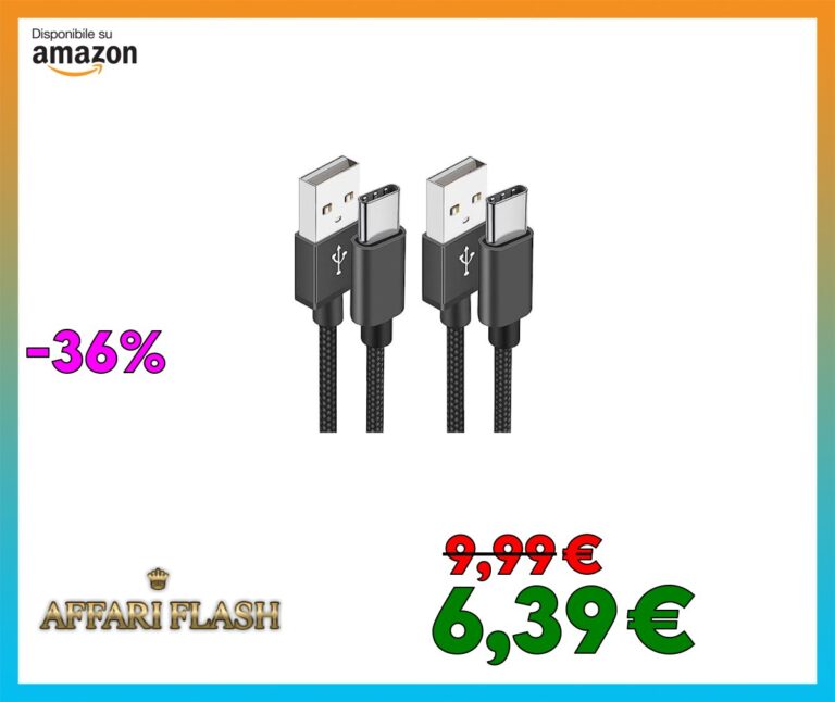 Cavo USB C, Cavo USB Tipo C [2Pezzi 1Metri] Cavetto Caricatore Ricarica Rapida 3A Filo Caricabatterie Type