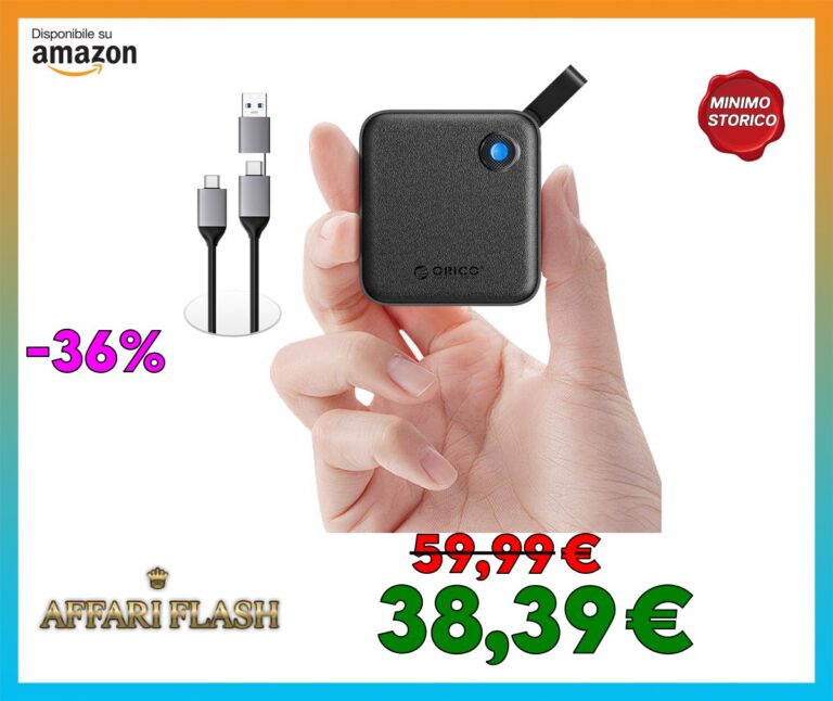 ORICO SSD portatile da 512 GB con cavo USB C 2 in 1, unità a stato solido esterna, fino a 460 MB/s, indicatore di stato, archiviazione affidabile per smartphone, tablet e PC USB