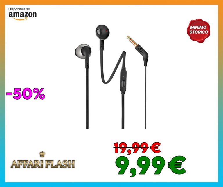 JBL JBLT205BLK Auricolari con Microfono, Nero