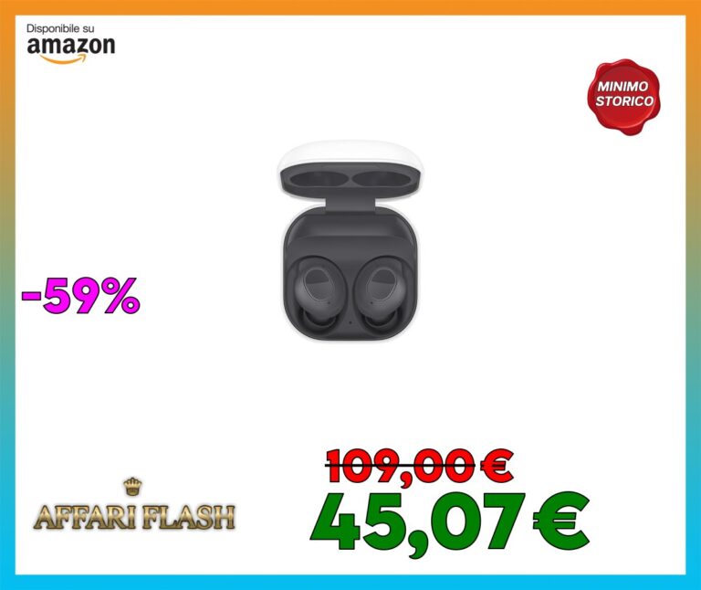 Samsung Galaxy Buds FE Cuffie Bluetooth True Wireless, Cancellazione attiva dei rumori (ANC), Fit Ergonomico, 3 Microfoni, Controlli touch, Bassi profondi, Graphite 2023 [Versione Italiana]