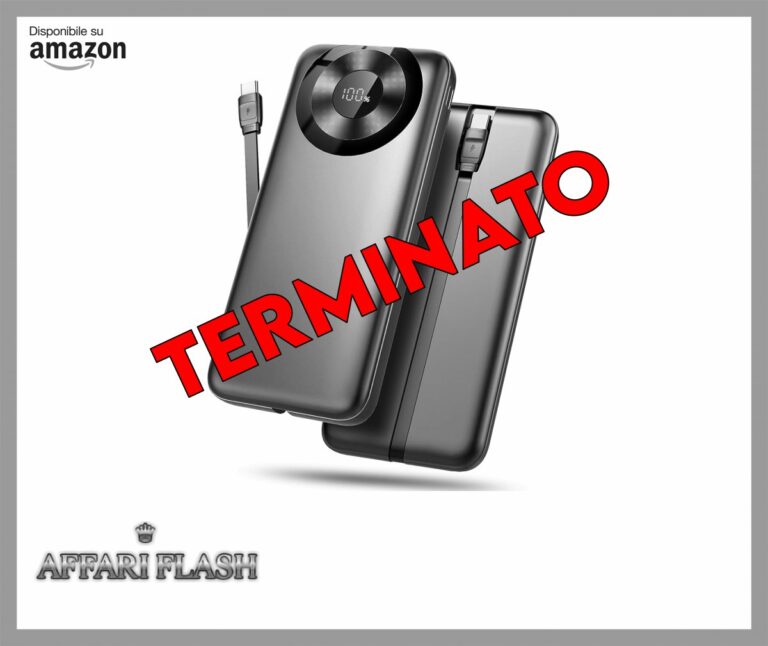 Power Bank 10000mAh, Powerbank 3A Ricarica Rapida USB C Ingressi e Uscite, Potente e Sottile Caricatore Portatile con Cavi Integrati, Caricabatterie Portatile per iPhone Samsung Cellulare Tablet ecc