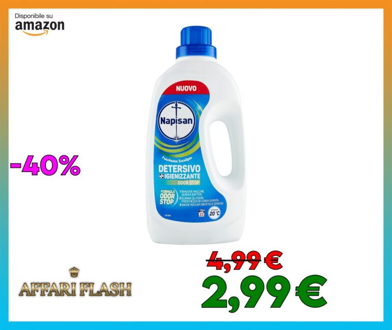 Napisan Detersivo Lavatrice Liquido Igienizzante Odorstop, 1 Confezione da 1.15 l da 23 Lavaggi di Detersivo Lavatrice Liquido