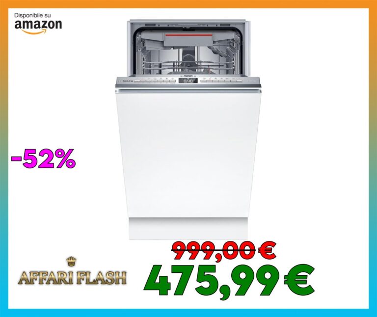 Bosch SPV4EMX25E Serie 4, Lavastoviglie da incasso a scomparsa totale, Home Connect, EfficientDry, TimeLight