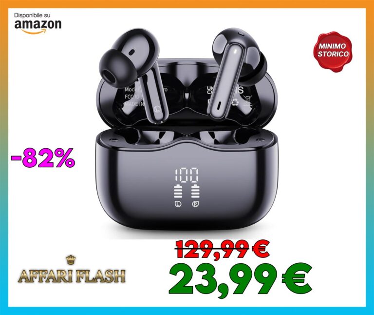 Cuffie Bluetooth 5.4 In Ear, Auricolari Bluetooth HiFi Stereo con 4 Microfoni ENC Cancellazione Rumore, 40 Ore Cuffie Wireless LED Display, IP7 Impermeabili Cuffiette Sport, Cuffie Senza Fili USB
