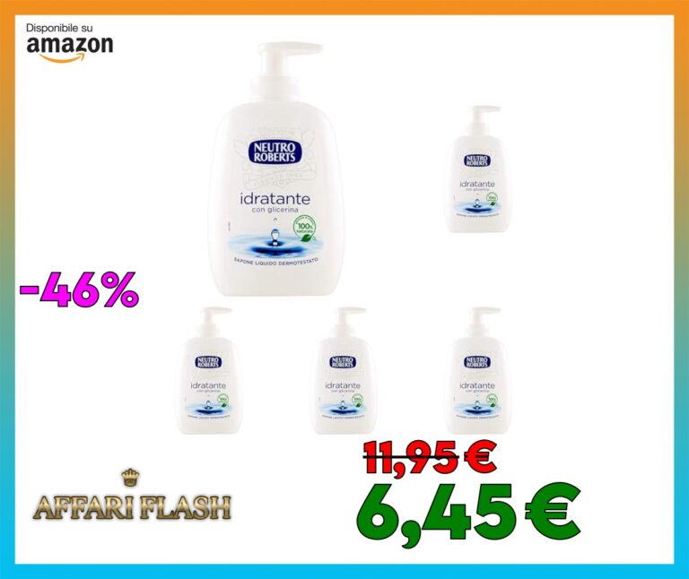 Neutro Roberts Sapone Liquido Idratante con Glicerina, Sapone Liquido per le Mani con Ingredienti Naturali, Flacone in Bio Plastica, Riciclabile, Dermatologicamente Testato, Confezione 200 ml