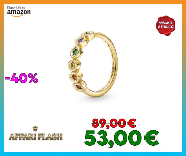 PANDORA Anello con guanto dell’infinito Marvel placcato in oro 14 k, colori verde reale, blu reale, rosso salsa, viola reale, miele e cristalli gialli