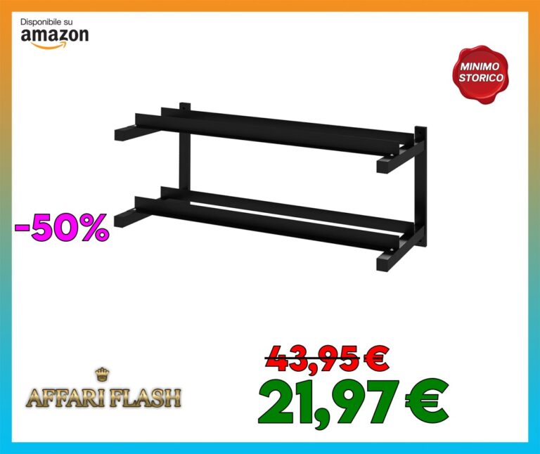 ️ SPORTNOW Rastrelliera Pesi a 2 Livelli in Acciaio, Porta Manubri a Parete per 70kg Massima di Pesi, 98x40x35 cm, Nero