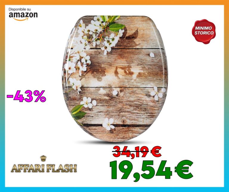WOLTU Sedile WC Copriwater Universale con Chiusura Ammortizzata Tavoletta WC Antibatterico Soft Close con Cerniere Regolabili Toilet Seat Colore Fiore Bianco a Forma di O