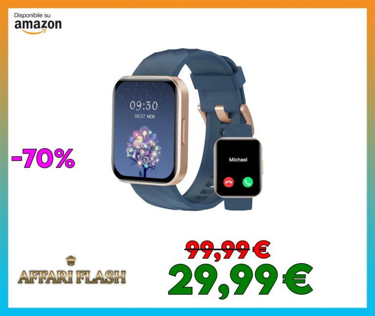 ️ RUIMEN Smartwatch Uomo Chiamate Bluetooth Orologio Sportive Contapassi Android iOS Compatibile Fitness Tracker Cardiofrequenzimetro da polso Saturimetro Impermeabile IP68 Notifiche Whatsapp Blu