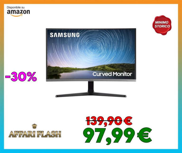 SAMSUNG Monitor CR50 (C27R502), Curvo (1800R), 27″, 1920×1080 (Full HD), VA, 60 Hz, 4 ms, FreeSync, HDMI, D