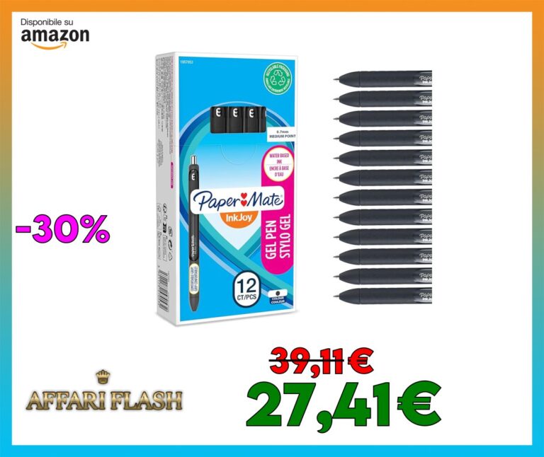 Paper Mate Inkjoy Penna Gel, Punta Media, Nero, Confezione da 12