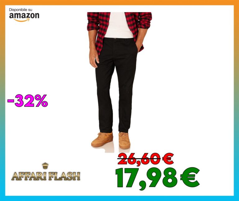 Amazon Essentials Pantaloni Chino Aderenti con Parte Piatta sul Davanti Resistenti alle Pieghe Uomo
