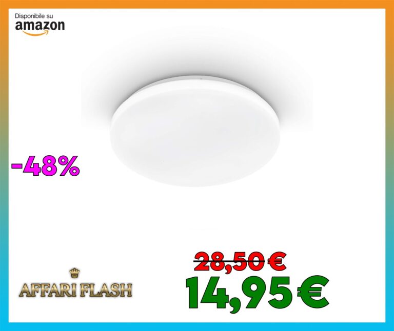 Eglo Plafoniera Led POGLIOLA, diametro 31 cm, lampada soggiorno, in acciaio e plastica, lampada bianca, lampada cameretta, lampada cucina, lampada ufficio, plafoniera ingresso, soffitto