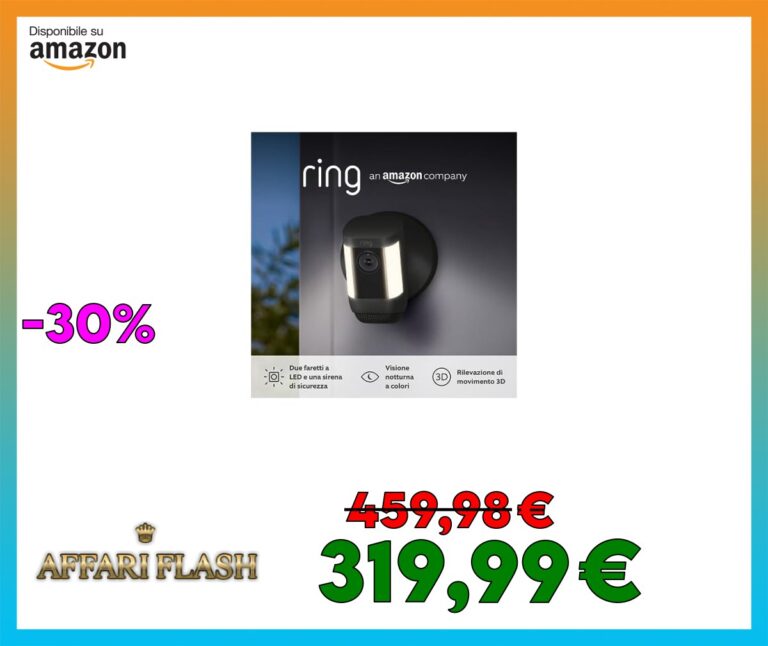 ️ Ring Videocamera Pro con faretti cablata (Spotlight Cam Pro Wired) | Video 2K, Ring Vision, rilevazione di movimento 3D | Prova gratuita di 30 giorni di Ring Home | 2 telecamere