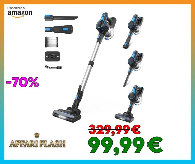 Aspirapolvere Senza Fili Potente, Scopa Elettrica 45 Minuti Spazzola a LED Dust Cup Grande 1,2L, Scopa Elettrica in Piedi da Sola, per tappeti e peli di Animali
