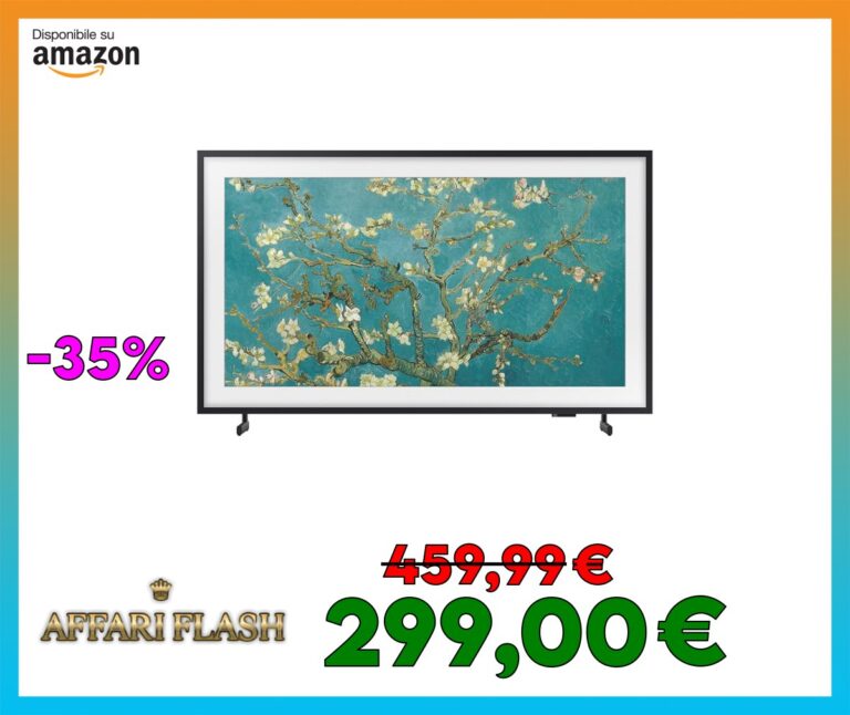 Samsung Lifestyle TV QE32LS03CBUXZT The Frame QLED Full HD, Smart TV 32″ Matte Display, Art Mode, OTS Lite, Integrato con Bixby e Alexa compatibile con Google Assistant, Black 2023