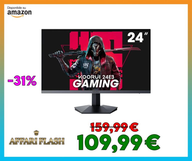 KOORUI 24 Pollici Gaming Monitor, 165Hz 1080p IPS 1ms, Adaptive Sync, HDMI Inclinazione Regolabile, Eye Care, Montabile a Parete VESA (FHD 1920×1080, DisplayPort) Nero