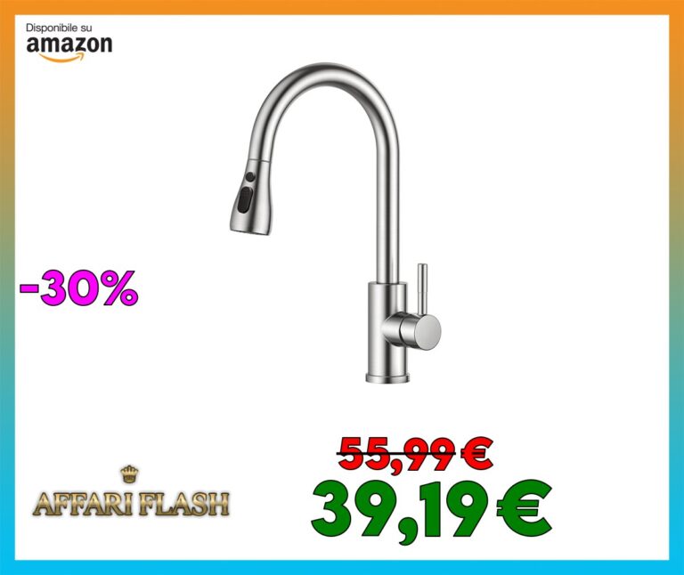 FORIOUS Rubinetto Lavello Cucina, Miscelatore Cucina con Doccetta Estraibile, Acciaio Inox Ad Alta Pressione Orientabile a 360 Monocomando