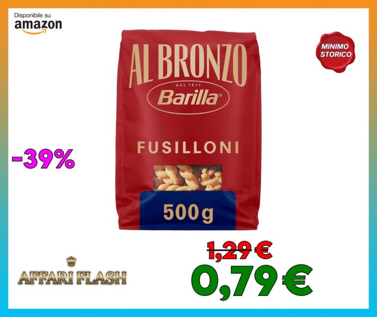 Barilla Pasta Al Bronzo Fusilloni 100% Grano Italiano, Pasta Trafilata Al Bronzo con Lavorazione Grezza, Ruvidità Intensa, Formato Spesso e Corposo, Alta Tenuta di Sugo e Cottura, 500 g