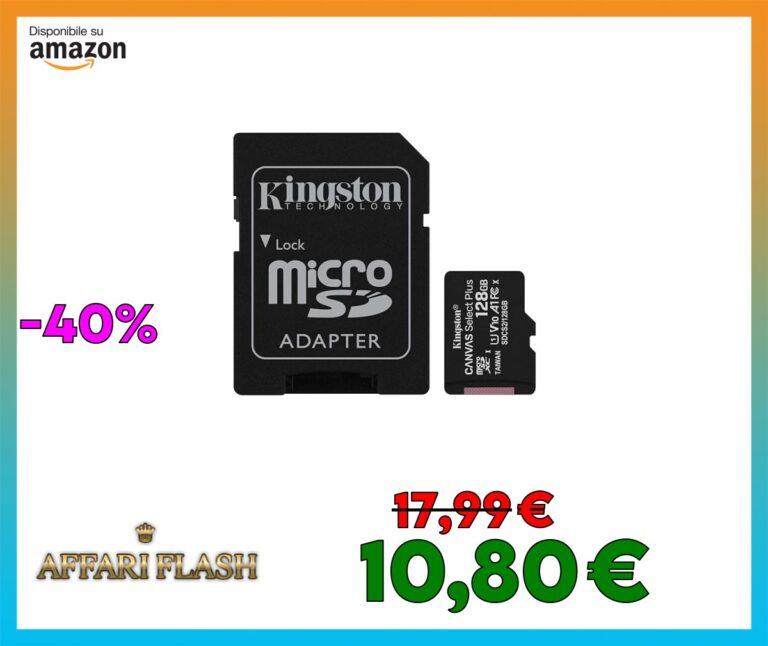 Kingston Canvas Select Plus SDCS2/128GB Scheda microSD Classe 10 con Adattatore SD Incluso, 128 GB