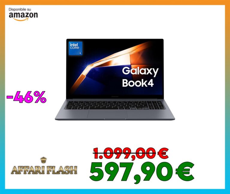 Samsung Galaxy Book4, Intel Core 5 Processor, 16GB RAM, 512GB, Laptop 15.6″ LED IPS Full HD, Windows 11 Home, Gray [Versione Italiana]